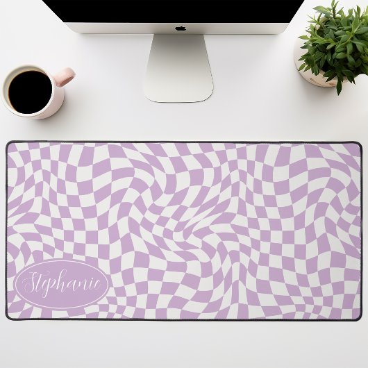 Vague Rétro : Damier Violet Ondulé Moderne