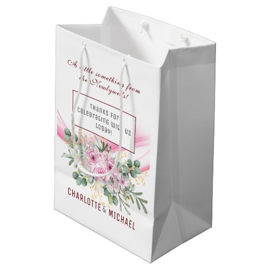 Vague rose et sac cadeau Mariage floral (Dos Angle)