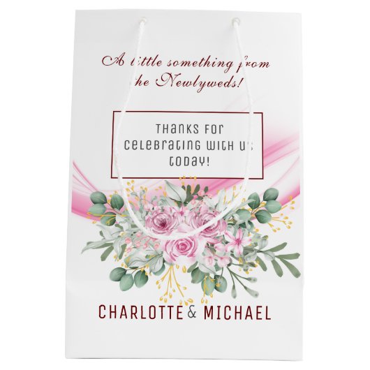 Vague rose et sac cadeau Mariage floral (Dos)