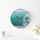 Vague, Surfer, Belle horloge murale paysage (Maison)
