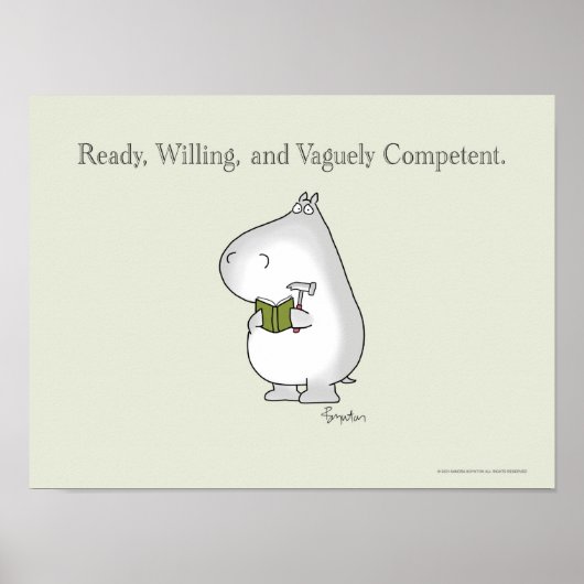 Vaguely competent Hippo door Sandra Boynton Poster (Voorkant)