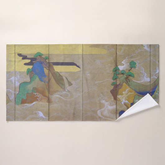 Vagues à Matsushima (gauche), Tawaraya Sotatsu (Serviette de bain)