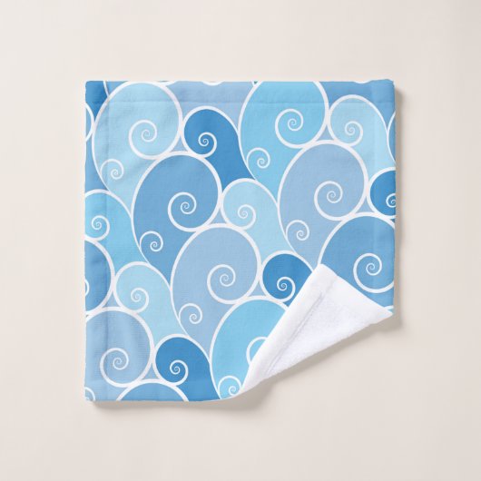 Vagues à spirale bleue (Gant de toilette)