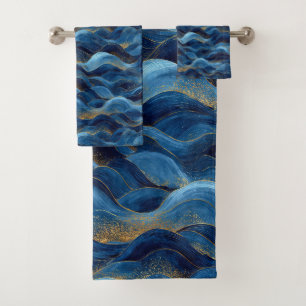 Vagues Abstraites Bleu Océan – Design Élégant de S