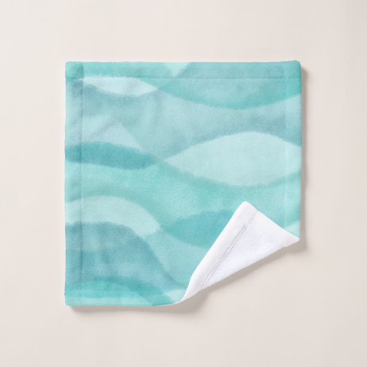 Vagues Abstraites d'aquarelle, Turquoise, Aqua (Gant de toilette)
