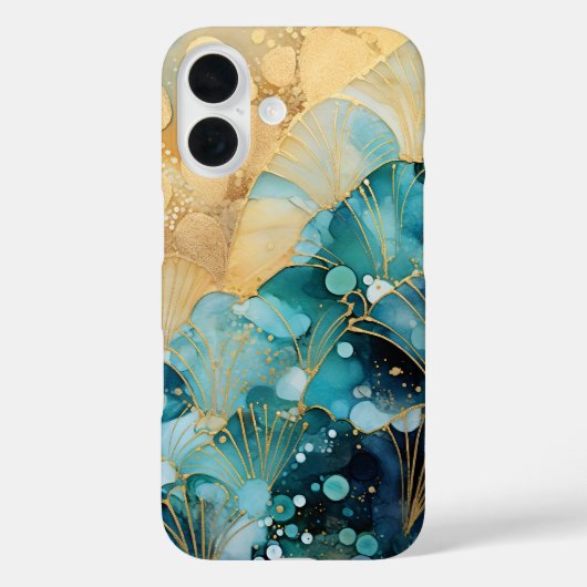 Vagues Abstraites de coque iphone Turquoise avec o (Verso)