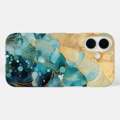 Vagues Abstraites de coque iphone Turquoise avec o (Verso (horizontal))