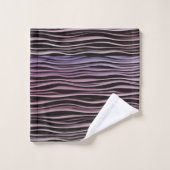 Vagues Art Déco Noir & Violet (Gant de toilette)