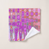 Vagues atomiques rétro abstraites violettes et ora (Gant de toilette)