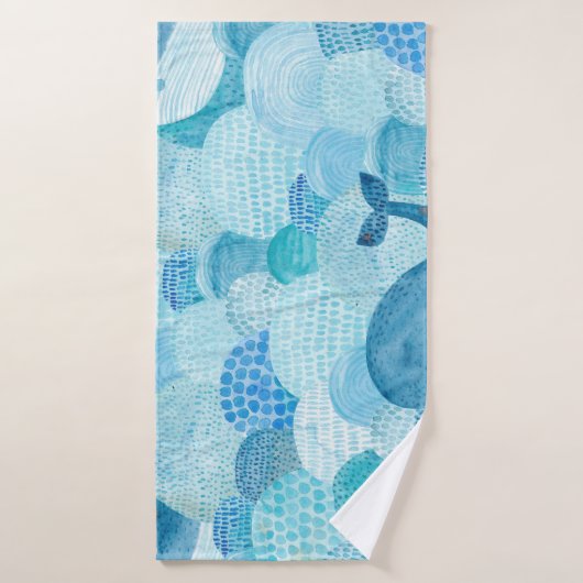 Vagues, baleine, texture bleu enfantine (Serviette de bain)