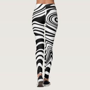 Vagues blanches noires Leggings rayés - Choisir le
