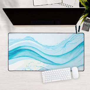 Vagues bleues abstraites aquarelle grand ordinateu