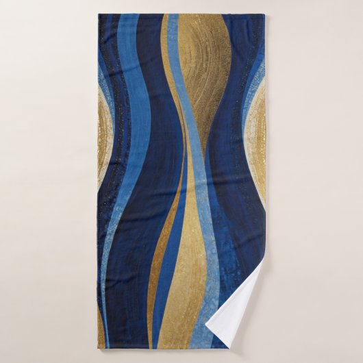 Vagues bleues et or (Serviette de bain)