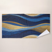 Vagues bleues et or (Serviette de bain)