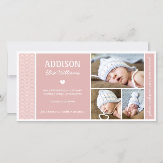 VAGUES CALMES | BÉBÉ FILLE FAIRE-PART DE NAISSANCE (Devant)