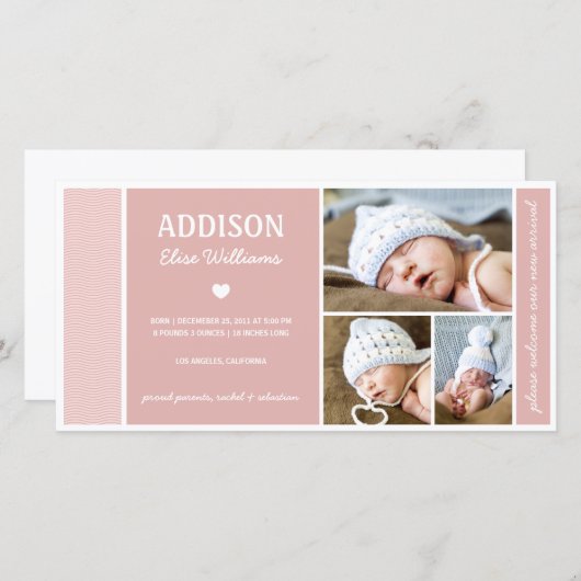 VAGUES CALMES | BÉBÉ FILLE FAIRE-PART DE NAISSANCE (Devant / Derrière)