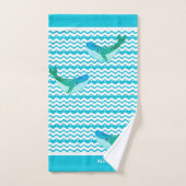 Vagues de baleine bleue Turquoise marine (Serviette à main)