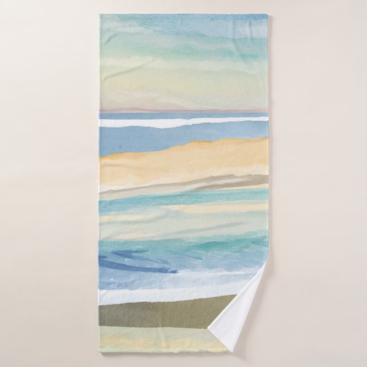 Vagues de bleu | Aquarelle de la plage du bord de (Serviette de bain)