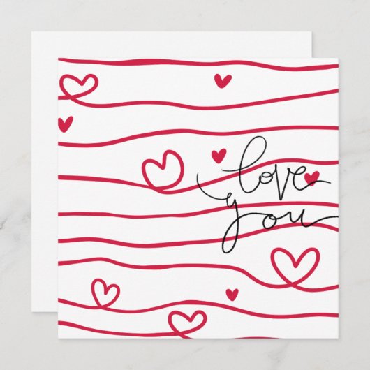 Vagues de coeur, Carte pour notes plat (Devant / Derrière)