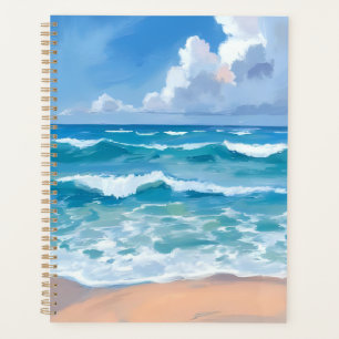 Vagues de l'océan bleu Aquarelle de mer de plage