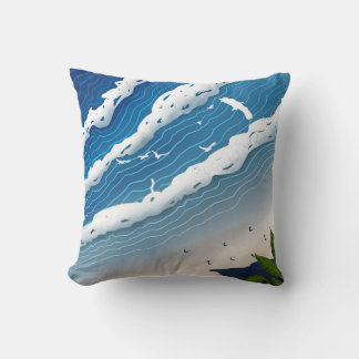 Vagues de l'océan Coussin 🌊 Coussin Bleu Côtier