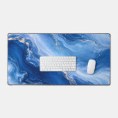 Vagues de marbre bleu Luxe Abstrait (Clavier et souris)