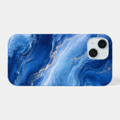 Vagues de marbre bleu Luxe Abstrait (Verso Horizontal)