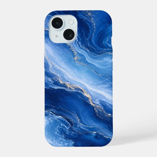 Vagues de marbre bleu Luxe Abstrait (Verso)