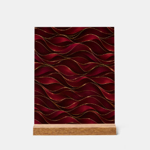 Vagues de marbre rouge burgundy élégantes avec acc
