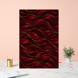 Vagues de marbre rouge burgundy élégantes avec acc