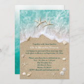 Vagues de Plage et Étoile de Mer Faire-Part de Mar (Devant / Derrière)