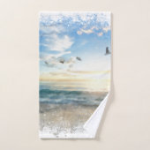 *~* Vagues de plage Sunset Sunrise Sunset AR7  (Serviette à main)