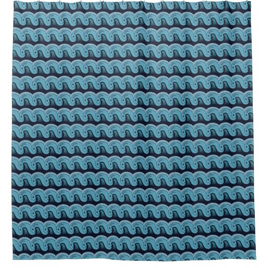 Vagues de poisson bleu Motif rideau de douche (Devant)