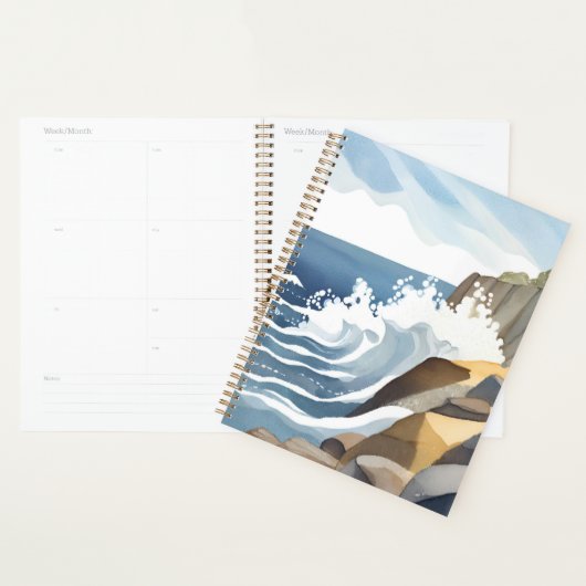 Vagues déferlantes | Rivage côtier rocheux Aquarel (Devant avec enveloppe)