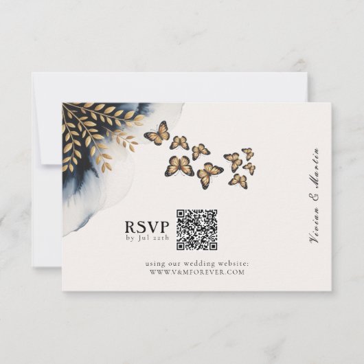 Vagues d'hiver avec des ailes d'or Code QR cartes  (Devant)