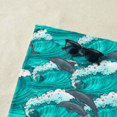 Vagues et serviette de plage Dolphins (En situation)