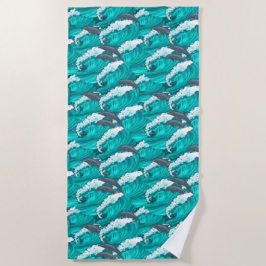 Vagues et serviette de plage Dolphins (Devant)