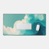 Vagues fluides sarcelle et blanc (Clavier et souris)