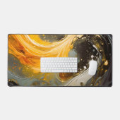 Vagues modernes en marbre abstrait doré (Clavier et souris)
