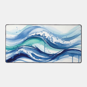 Vagues océaniques abstraites aquarelles vibrantes