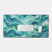 Vagues océaniques aquarelles sarcelle menthe (Clavier et souris)