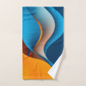 Vagues orange et bleu (Serviette à main)