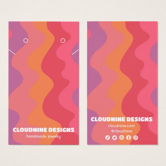 Vagues roses portant collier bijoux carte d'affich (Devant & derrière)