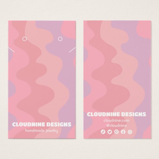 Vagues roses portant collier bijoux carte d'affich (Devant & derrière)