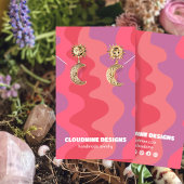 Vagues roses portant collier bijoux carte d'affich