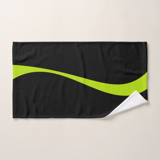 Vagues simples 2 en vert citron et noir (Serviette à main)
