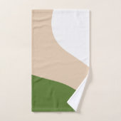 Vagues simples - Blanc, Sable et Palm Vert (Serviette à main)