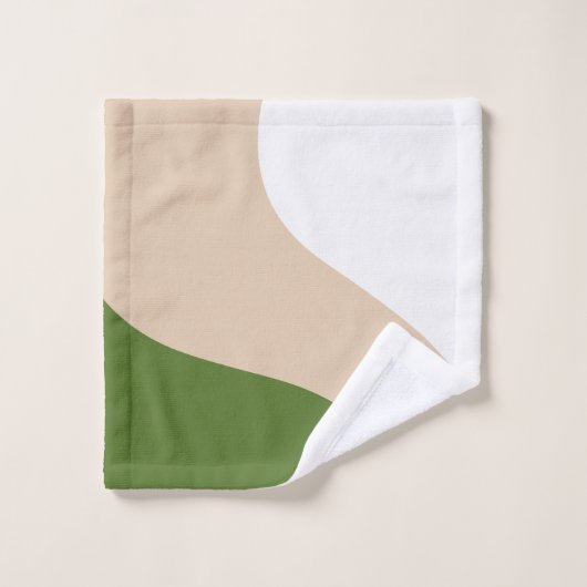 Vagues simples - Blanc, Sable et Palm Vert (Gant de toilette)