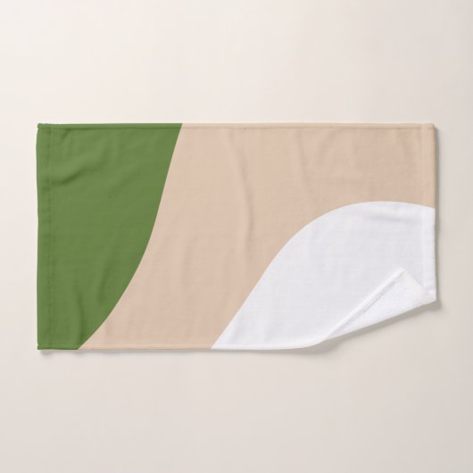 Vagues simples - Blanc, Sable et Palm Vert (Serviette à main)