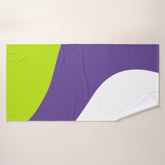 Vagues simples en vert citron vert et violet (Serviette de bain)